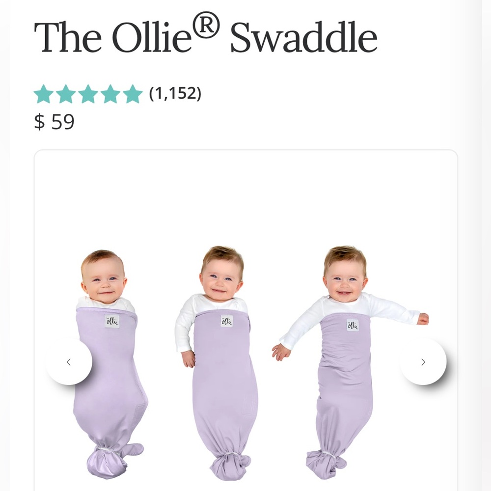 Ollie Swaddle in Lavendar with laundry bag